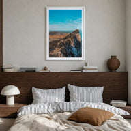 Gibraltar colorful photo poster of Europe – vertical wall art in white wood frame with white border, hanging on wall