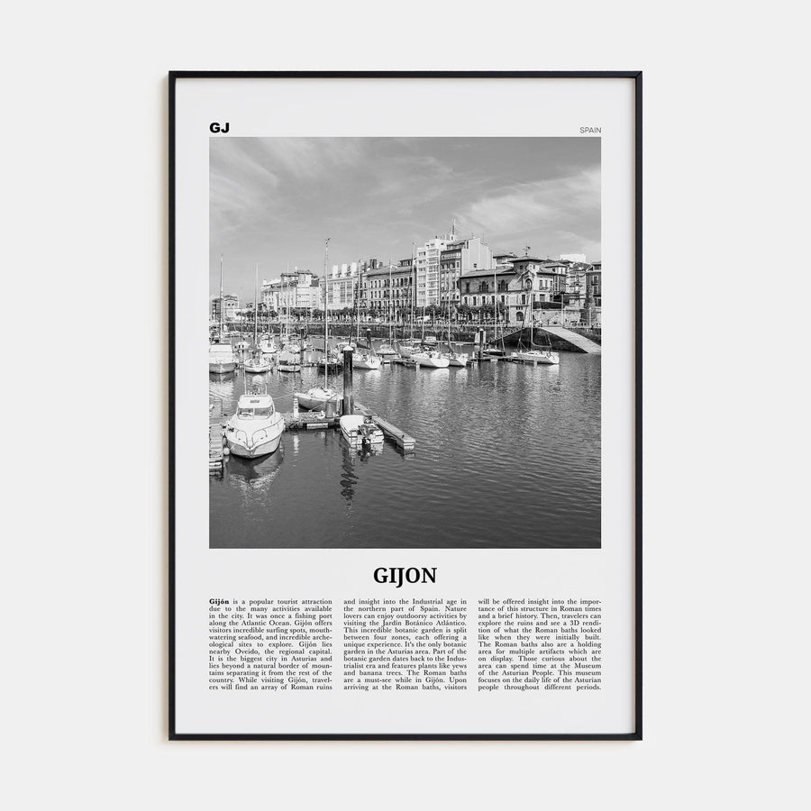 Gijon Poster None / 8x12 in Nbourhood Travel B&W Poster