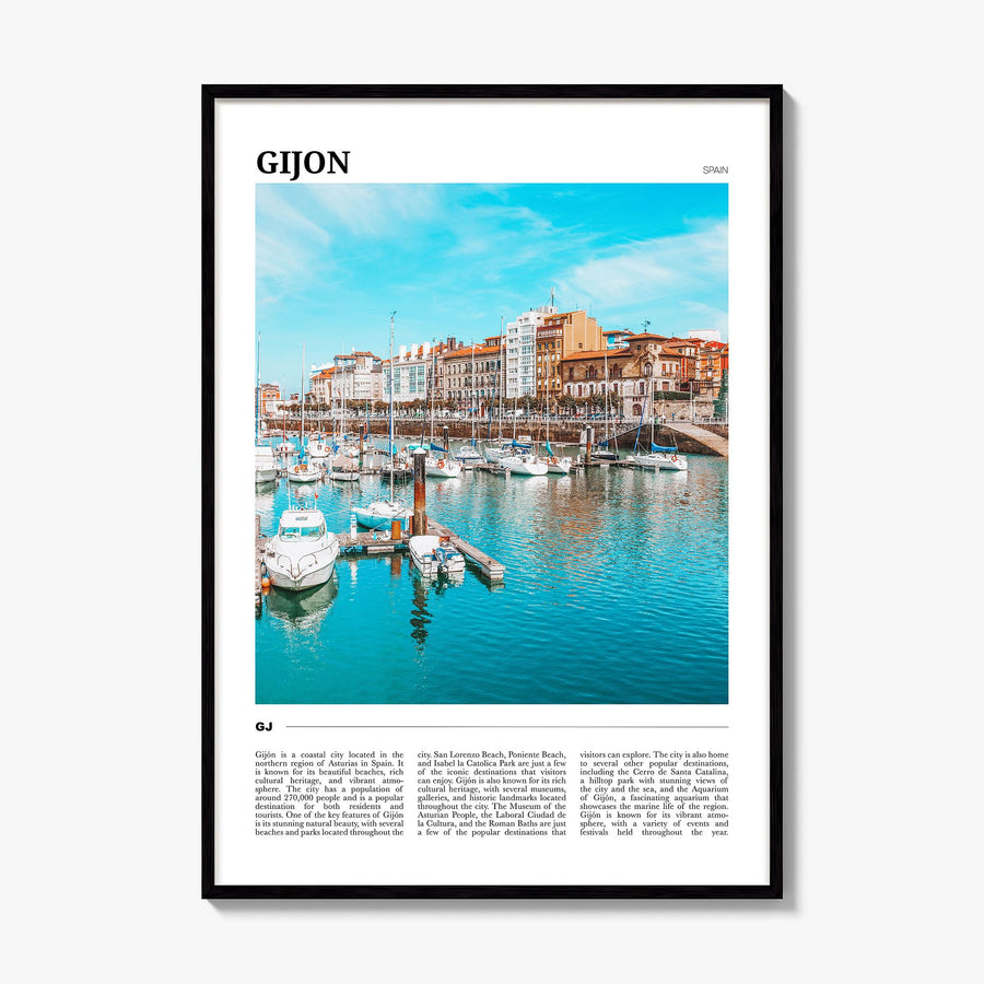 Gijón Travel Poster, framed poster mockup