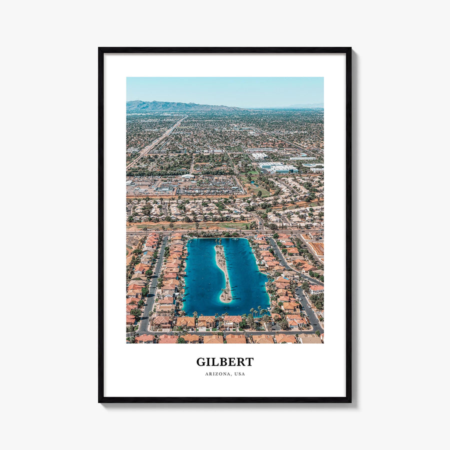Gilbert colorful classic poster of Arizona, USA – vertical wall art, unframed print shown in interior mockup
