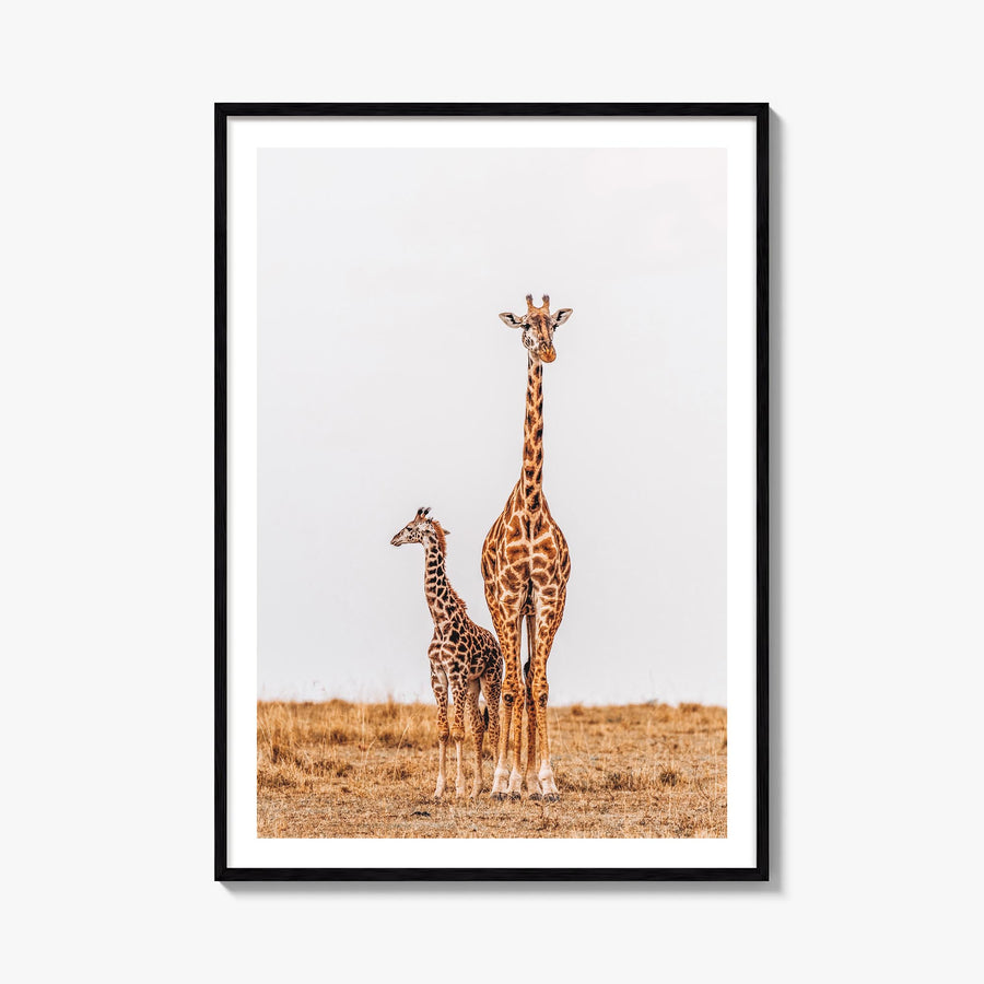 Giraffe no. 2 colorful photo poster – vertical wall art, unframed print shown in interior mockup