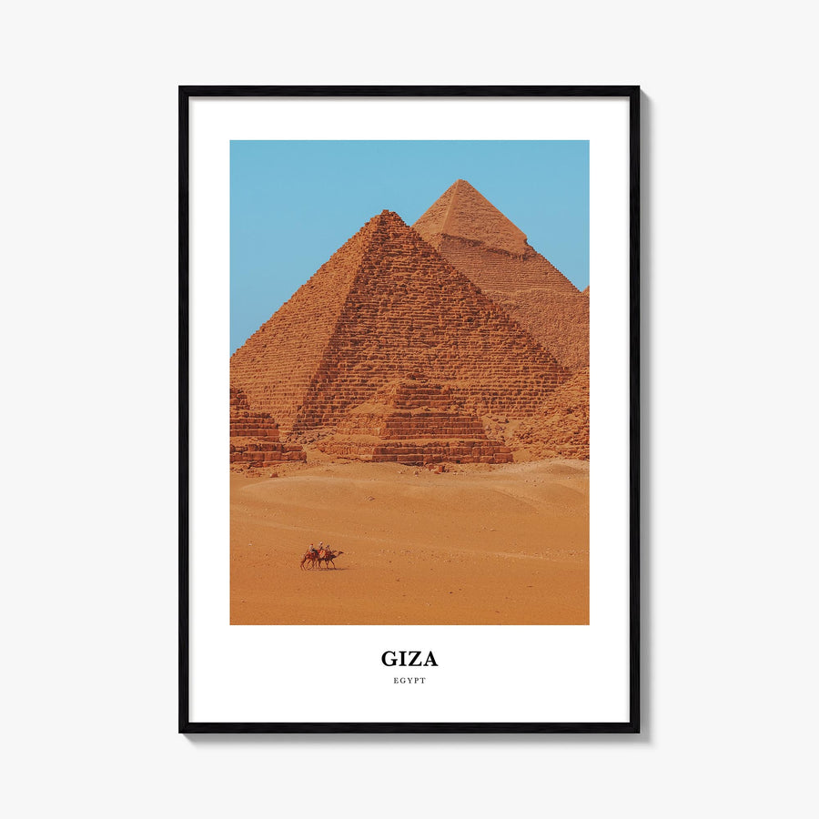 Giza colorful classic poster of Egypt – vertical wall art, unframed print shown in interior mockup