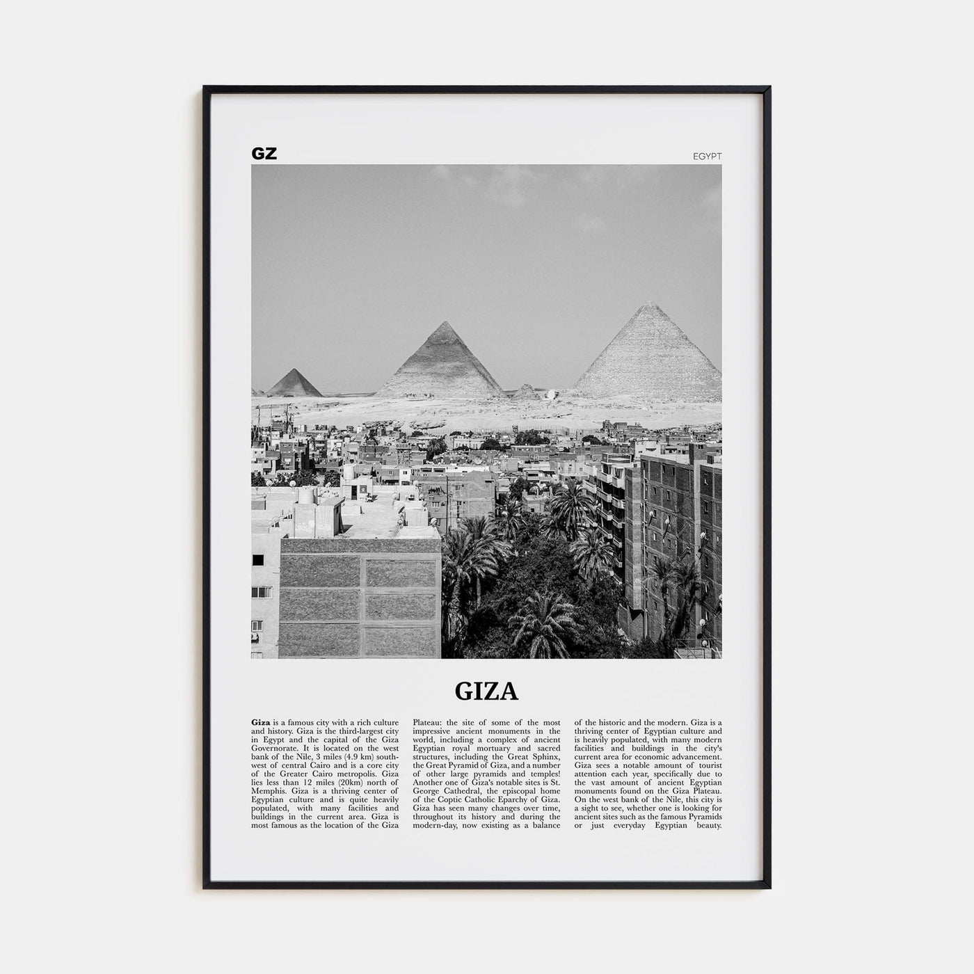 Giza Poster None / 8x12 in Nbourhood Travel B&W Poster