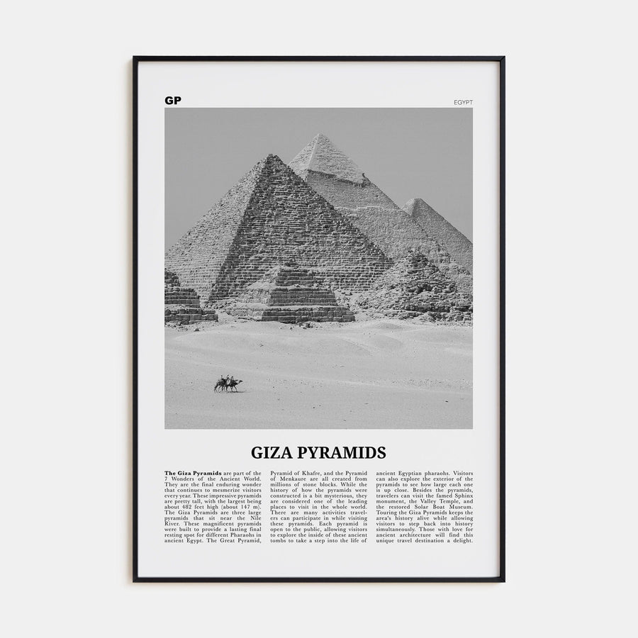 Giza Pyramids Poster None / 8x12 in Nbourhood Travel B&W Poster