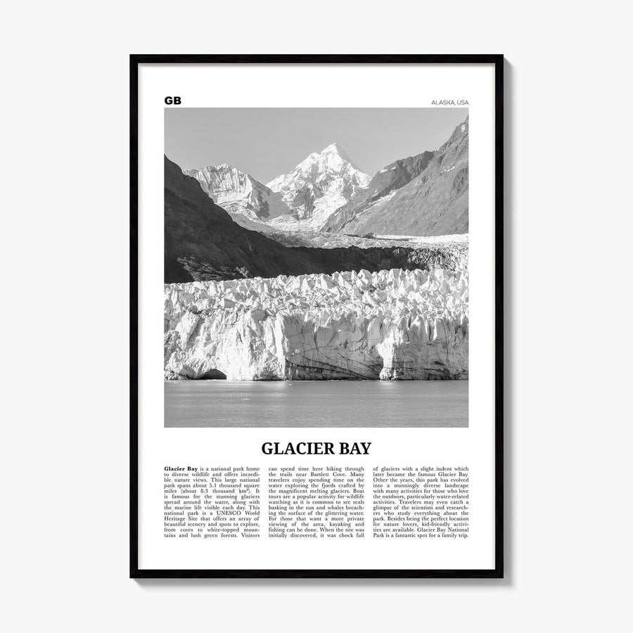 Glacier Bay National Park Newspaper Poster, framed poster mockup