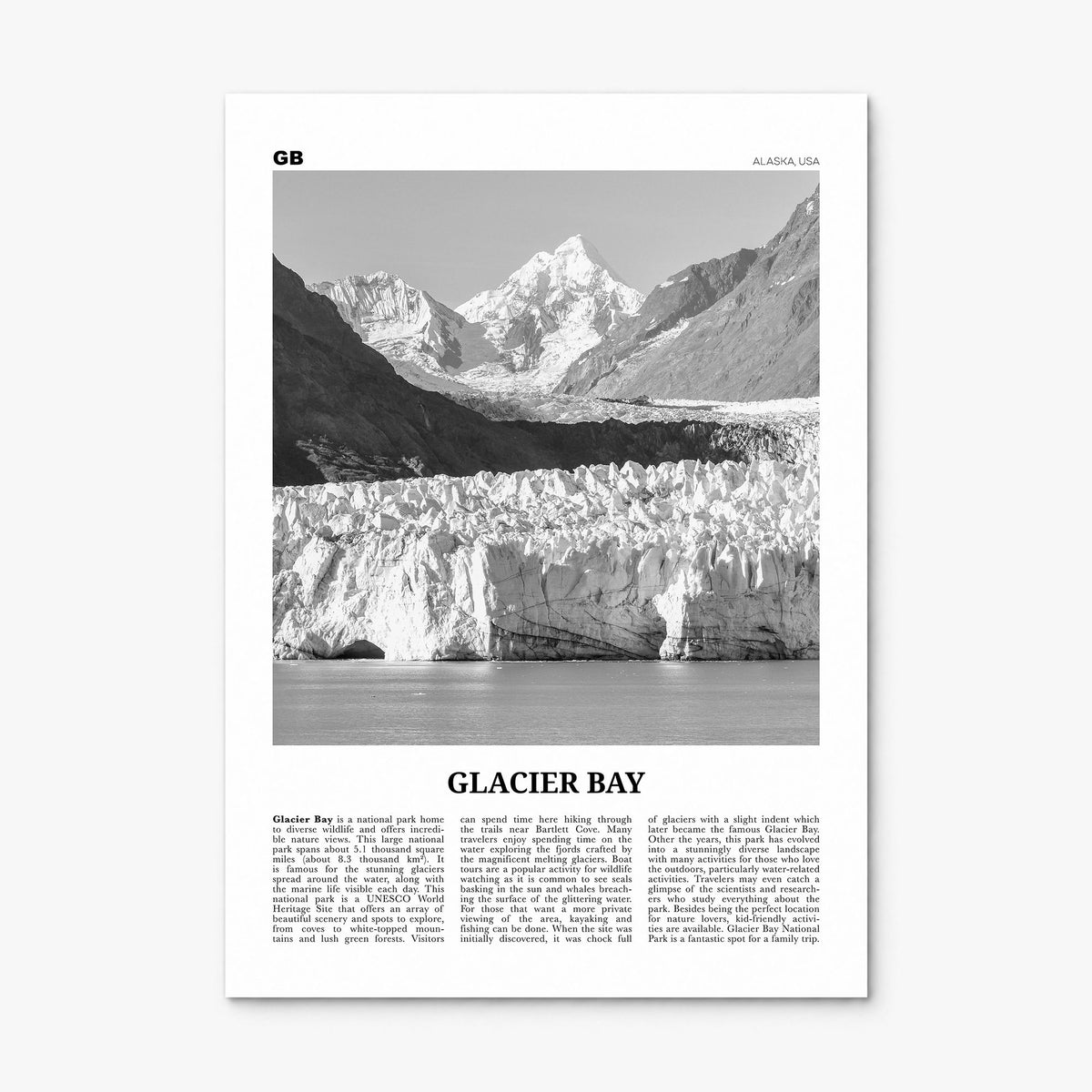 Glacier Bay National Park Newspaper Poster, print only (unframed)