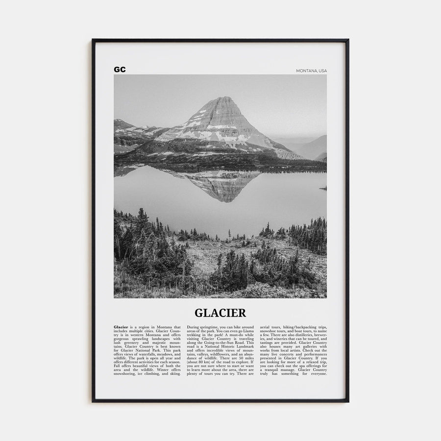 Glacier National Park Poster None / 8x12 in Nbourhood Travel B&W Poster