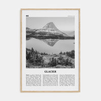 Glacier National Park Poster Natural Wood / 8x12 in Nbourhood Travel B&W Poster