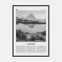 Glacier National Park Poster Black Wood / 8x12 in Nbourhood Travel B&W Poster