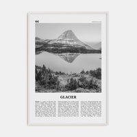 Glacier National Park Poster White Wood / 8x12 in Nbourhood Travel B&W Poster