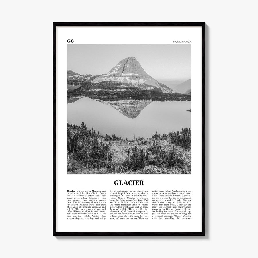 Glacier National Park Newspaper Poster, framed poster mockup