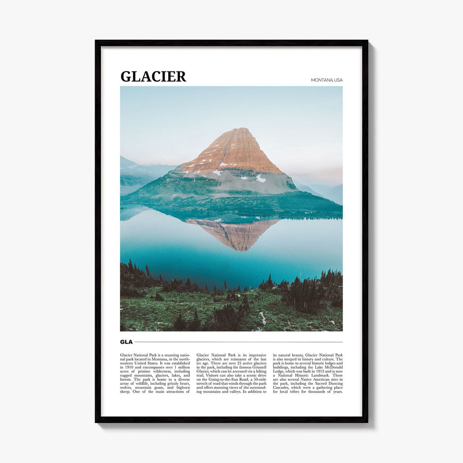 Glacier National Park Travel Poster, framed poster mockup