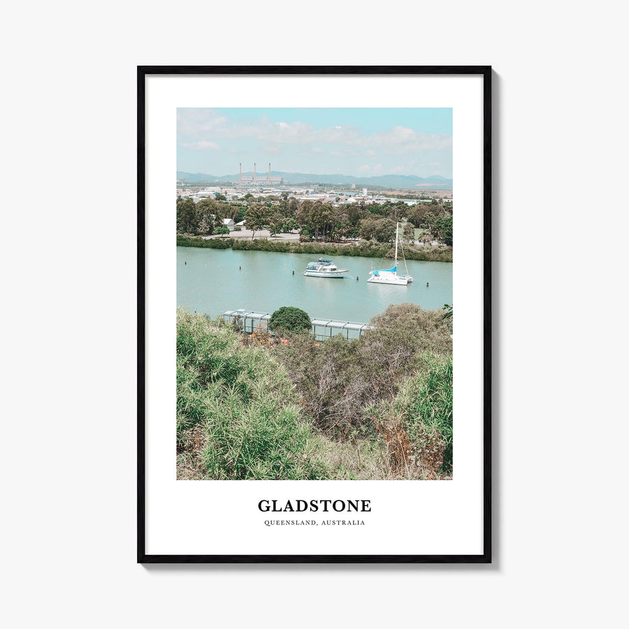 Gladstone colorful classic poster of Australia – vertical wall art, unframed print shown in interior mockup