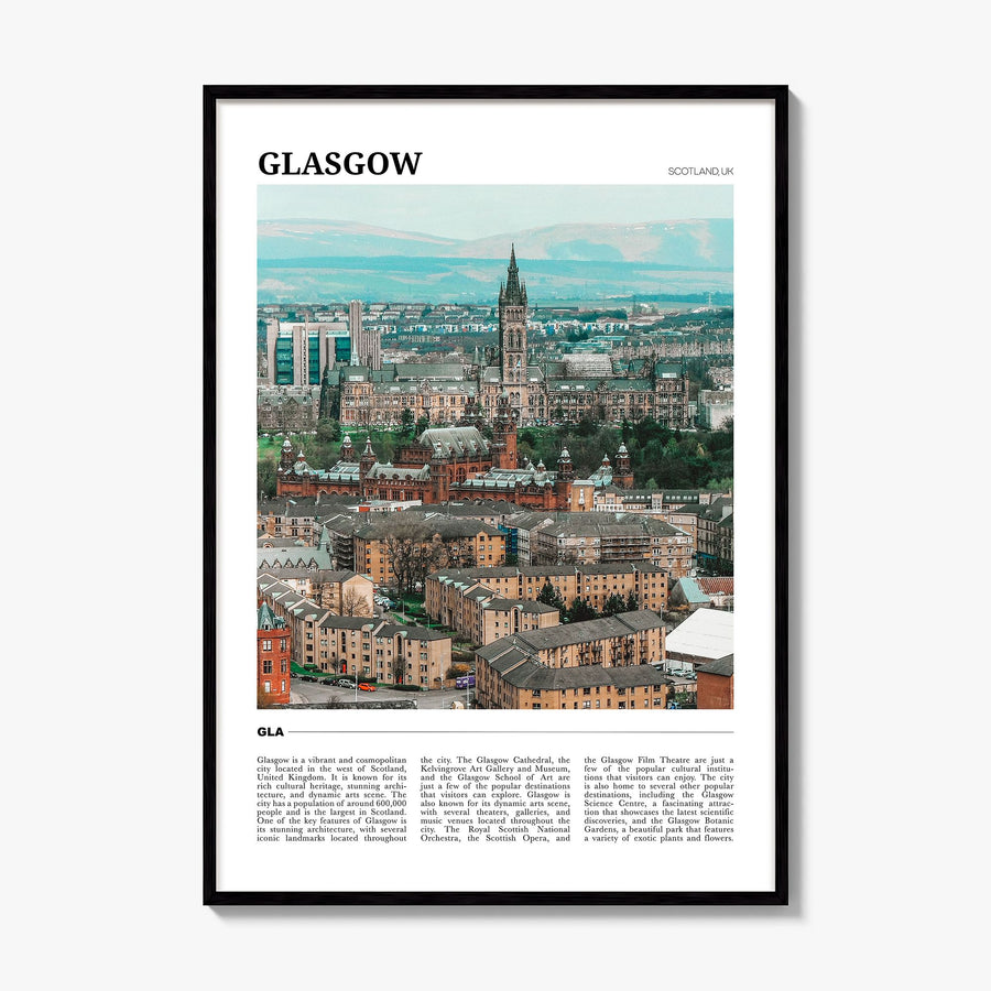 Glasgow Travel Poster, framed poster mockup