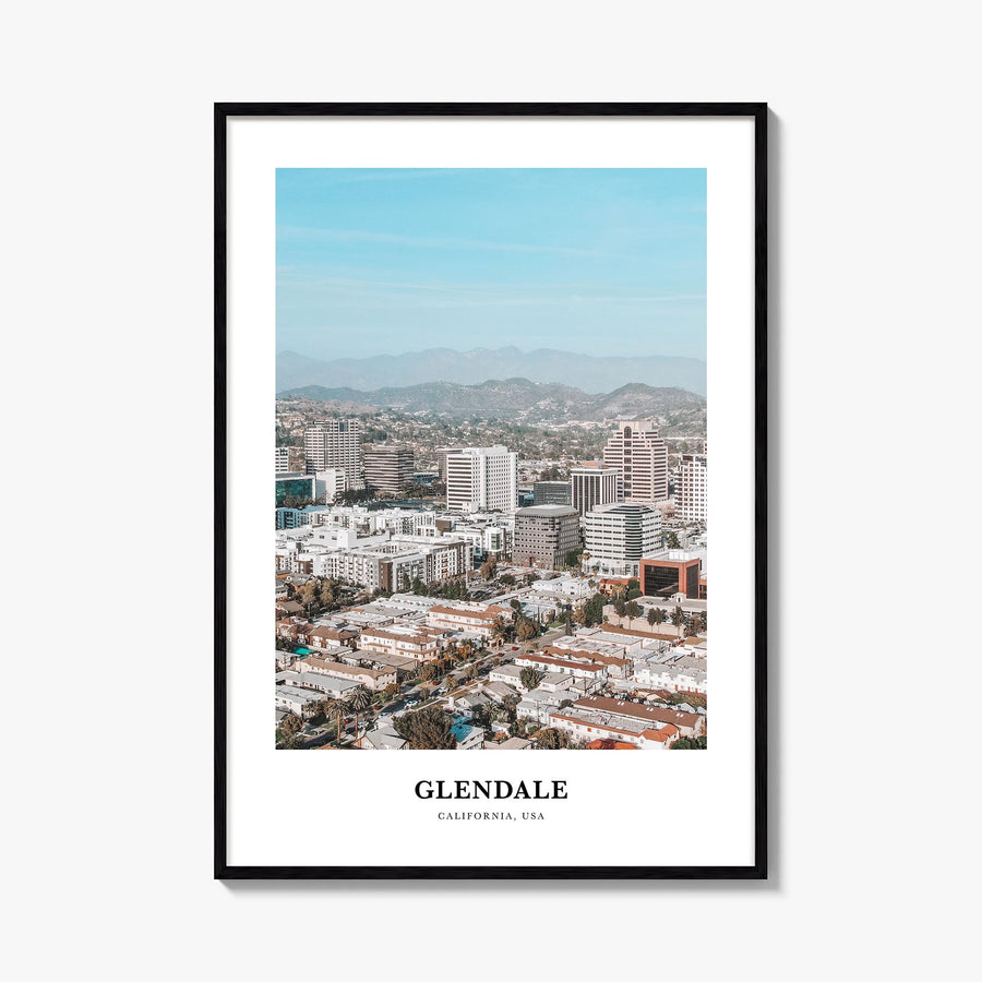 Glendale, California colorful classic poster of California, USA – vertical wall art, unframed print shown in interior mockup