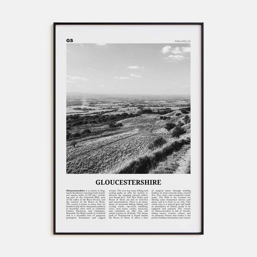 Gloucestershire Poster None / 8x12 in Nbourhood Travel B&W Poster