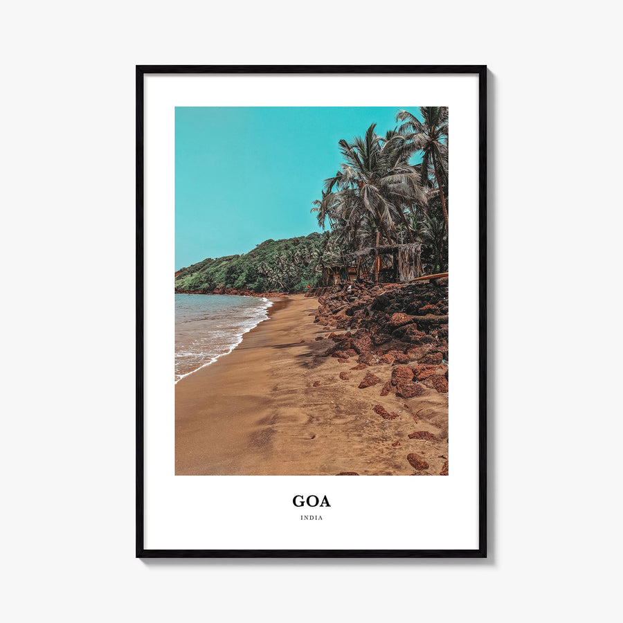 Goa colorful classic poster of India – vertical wall art, unframed print shown in interior mockup