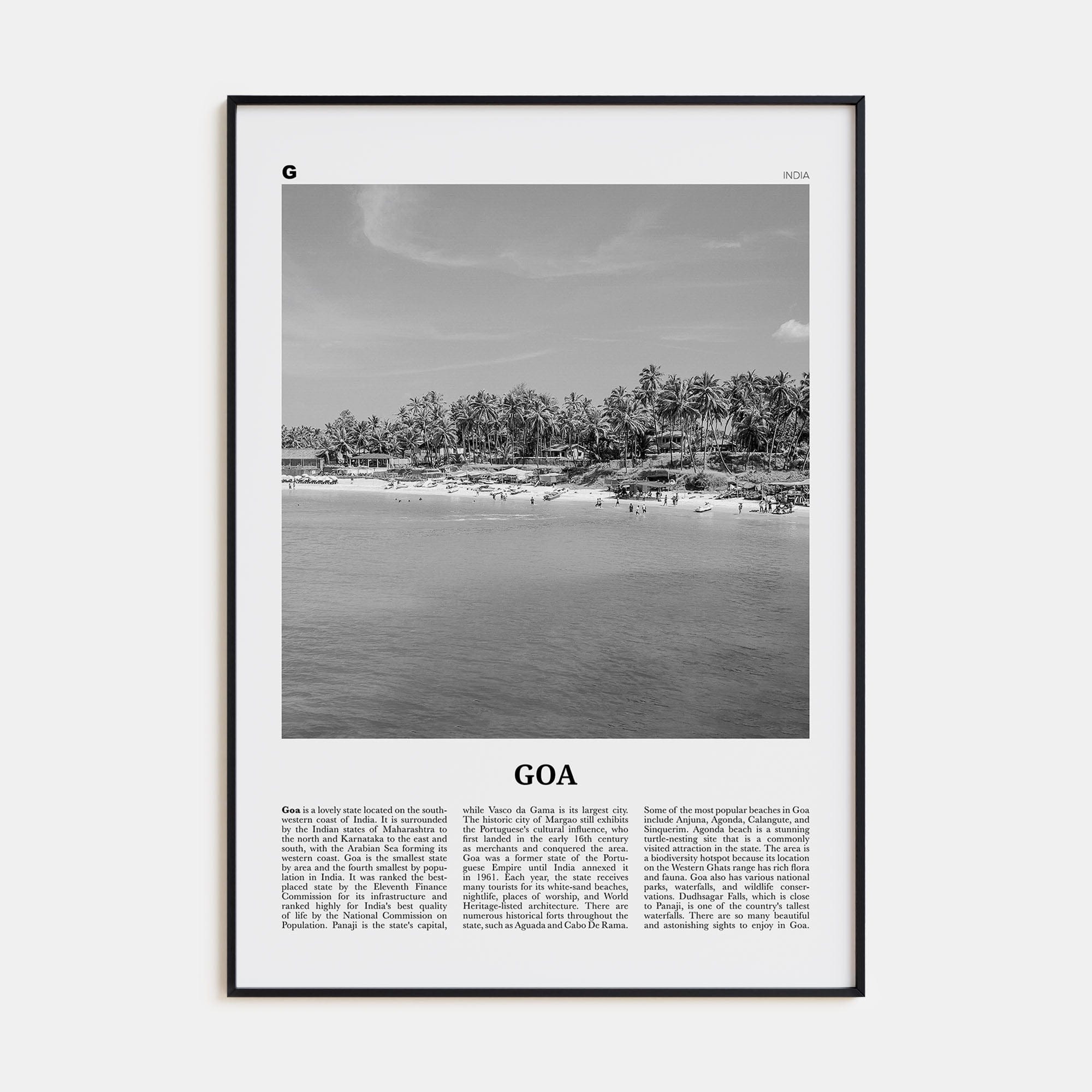 Goa No 2 Poster None / 8x12 in Nbourhood Travel B&W Poster