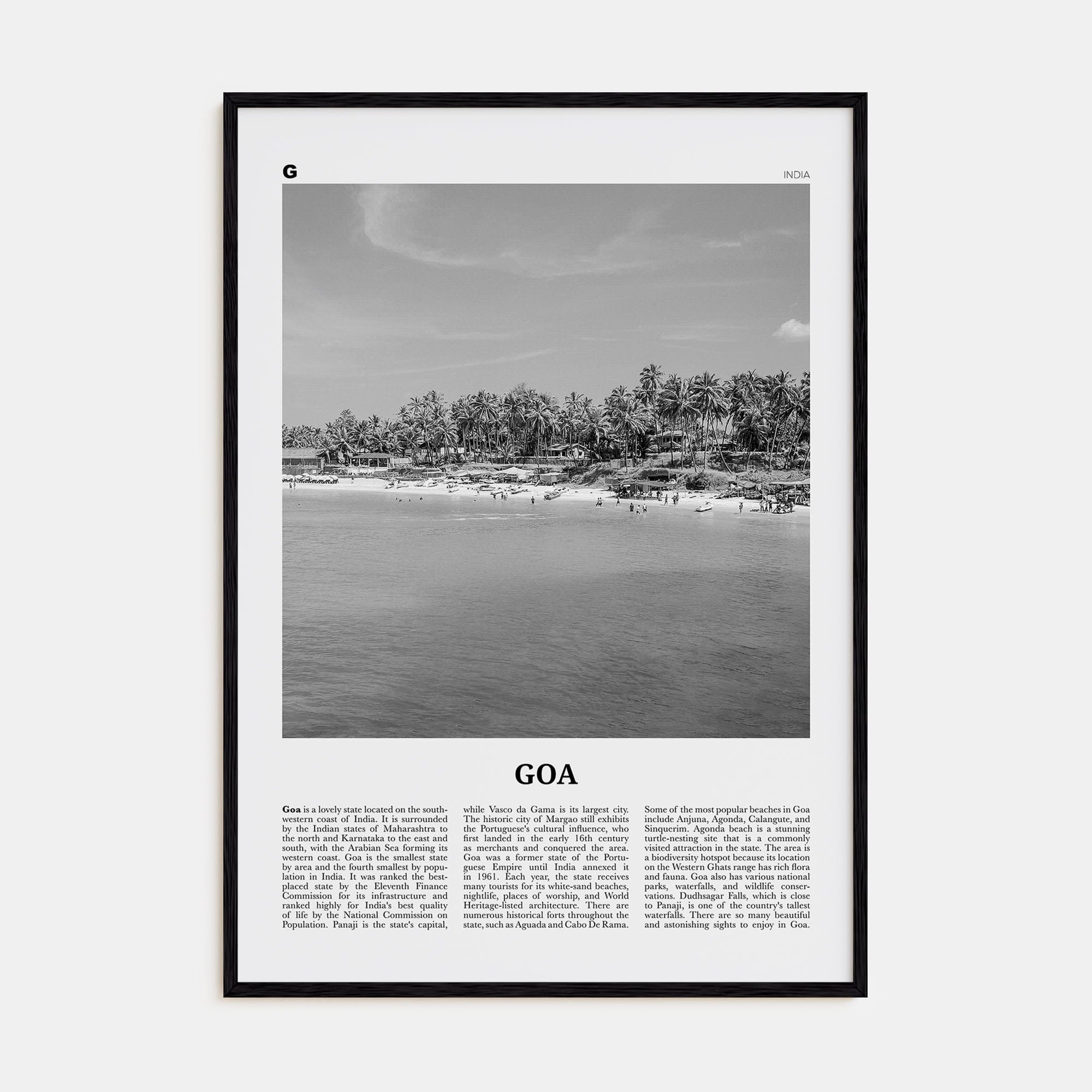 Goa No 2 Poster Black Wood / 8x12 in Nbourhood Travel B&W Poster