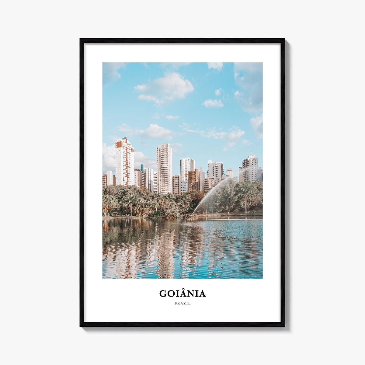 Goiânia colorful classic poster of Brazil – vertical wall art, unframed print shown in interior mockup