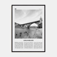 Gold Beach Poster Black Wood / 8x12 in Nbourhood Travel B&W Poster