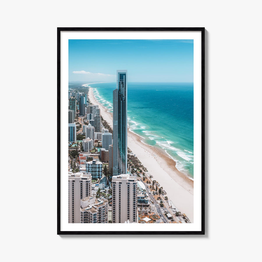 Gold Coast colorful photo poster of Queensland, Australia – vertical wall art, unframed print shown in interior mockup