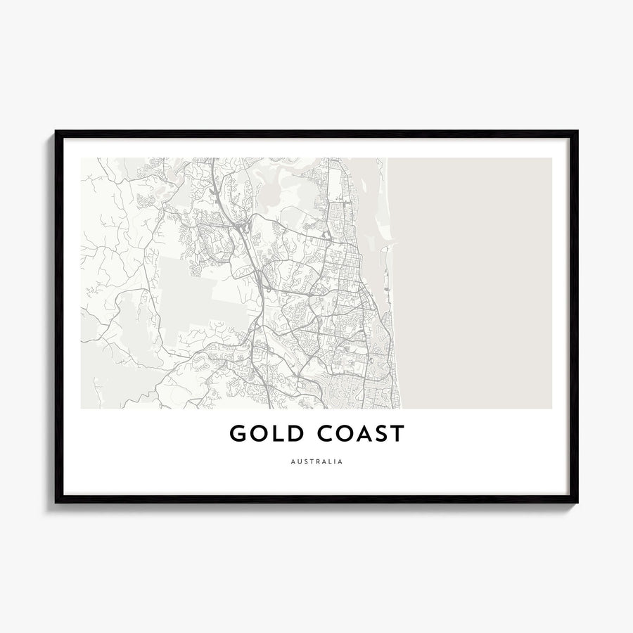 Gold Coast Map Poster, framed poster mockup