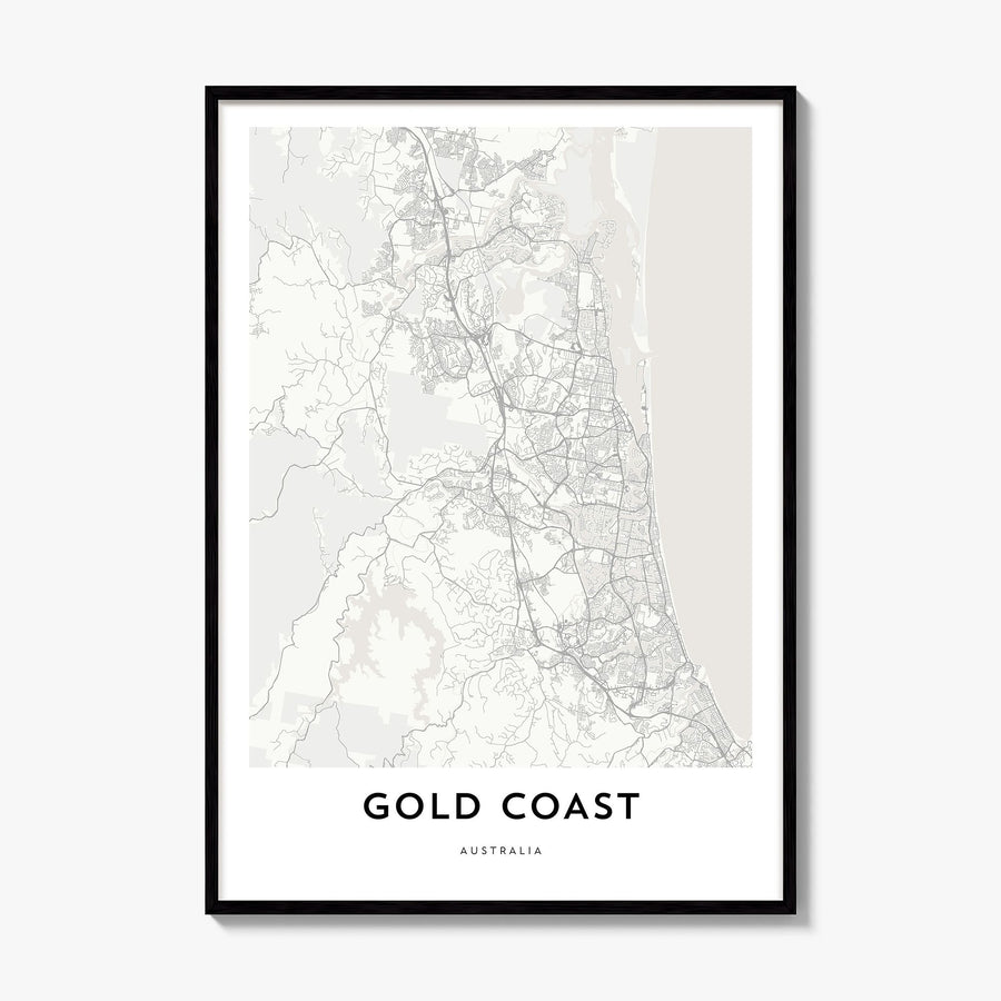 Gold Coast Map Poster, framed poster mockup