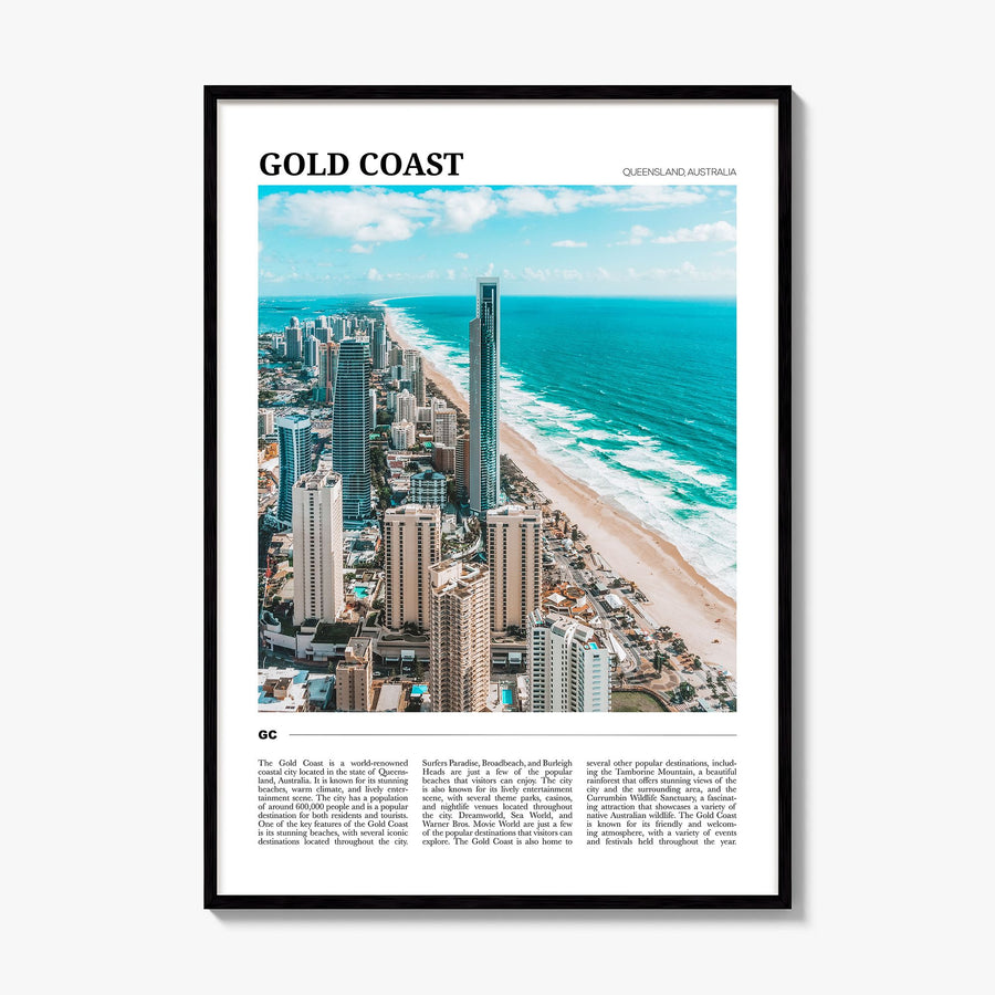 Gold Coast Travel Poster, framed poster mockup