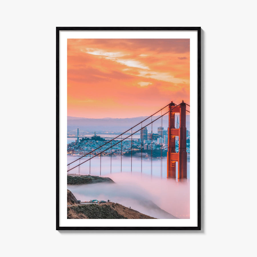 Golden Gate Bridge no. 1 colorful photo poster of San Francisco, California – vertical wall art, unframed print shown in inte