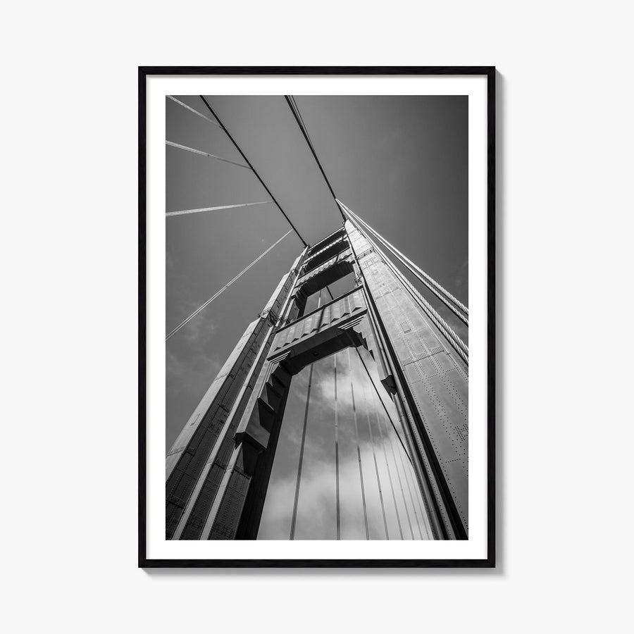 Golden Gate Bridge no. 2 black & white photo poster of San Francisco, California – vertical wall art, unframed print shown in
