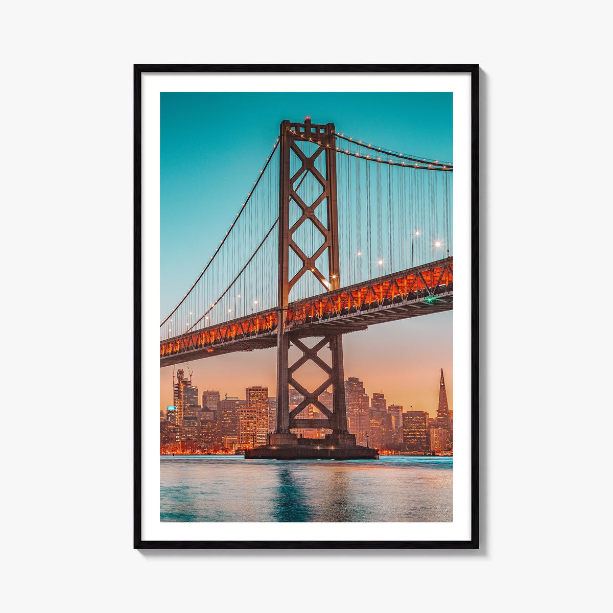 Golden Gate Bridge no. 4 colorful photo poster of San Francisco, California – vertical wall art, unframed print shown in inte