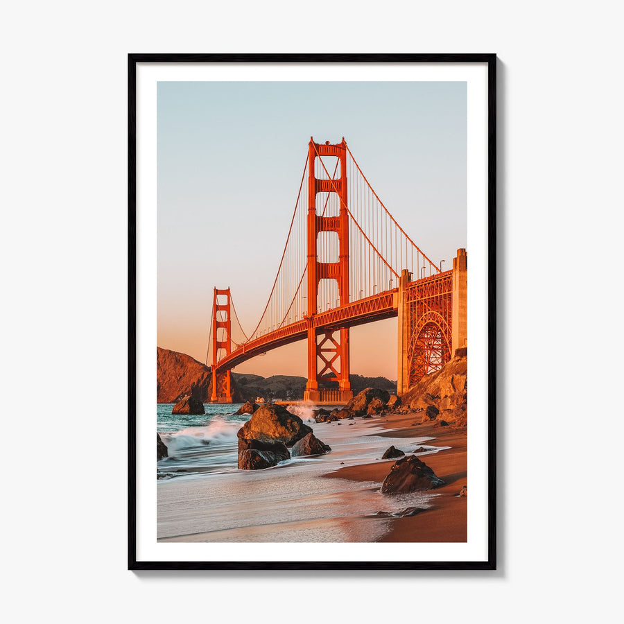 Golden Gate Bridge Photo No 2 Poster, framed poster mockup, white border