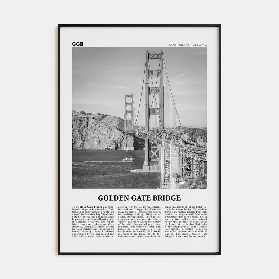 Golden Gate Bridge Poster None / 8x12 in Nbourhood Travel B&W Poster