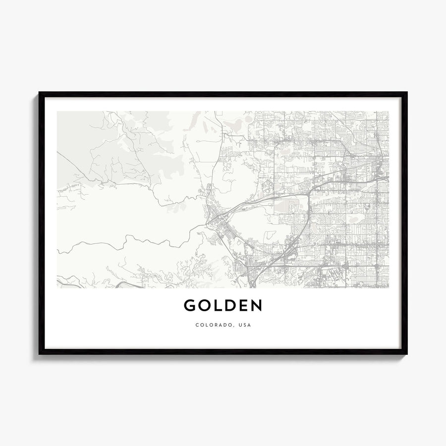 Golden Map Poster, framed poster mockup
