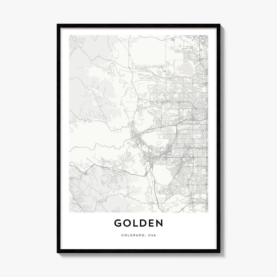 Golden Map Poster, framed poster mockup