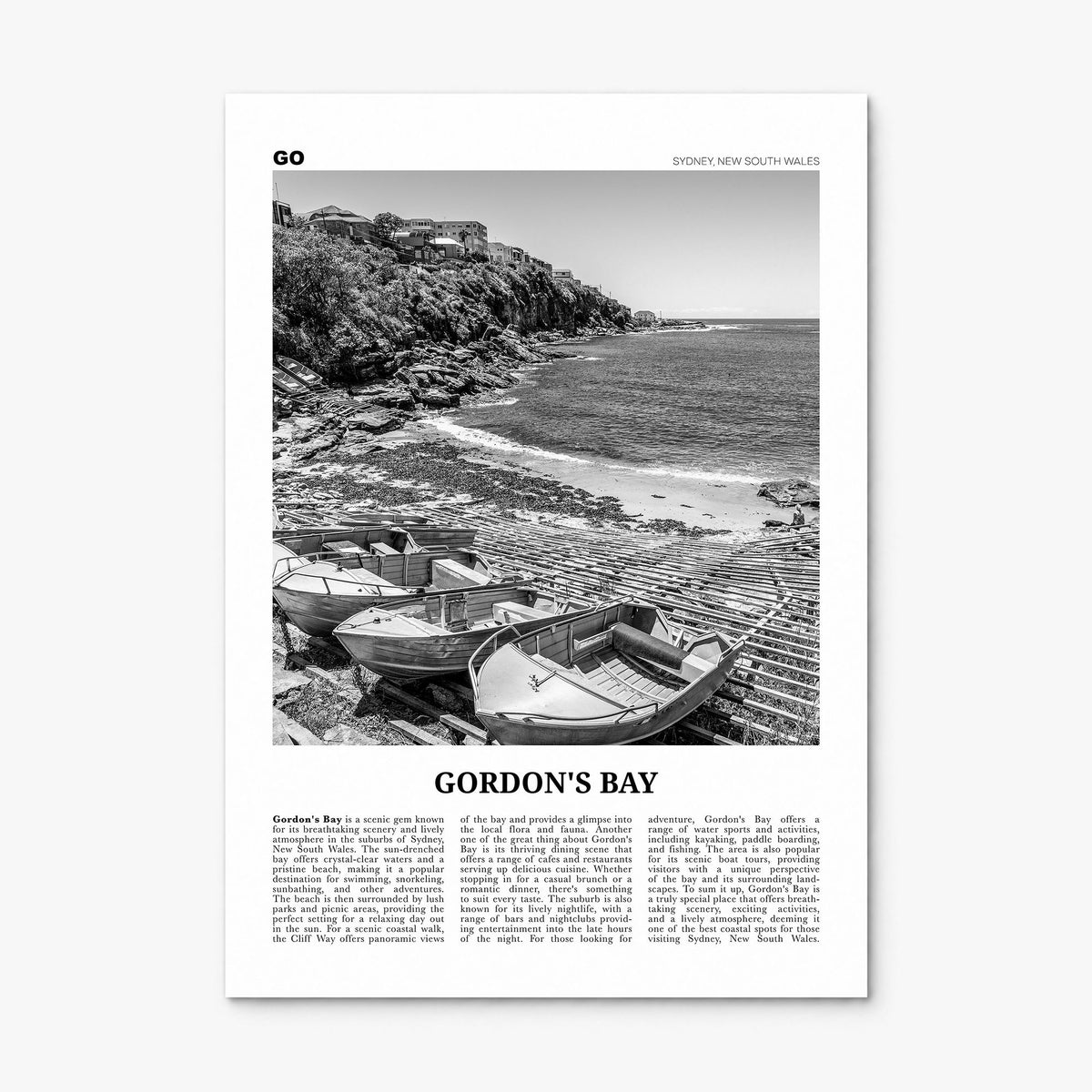 Gordon's Bay Newspaper Poster, print only (unframed)