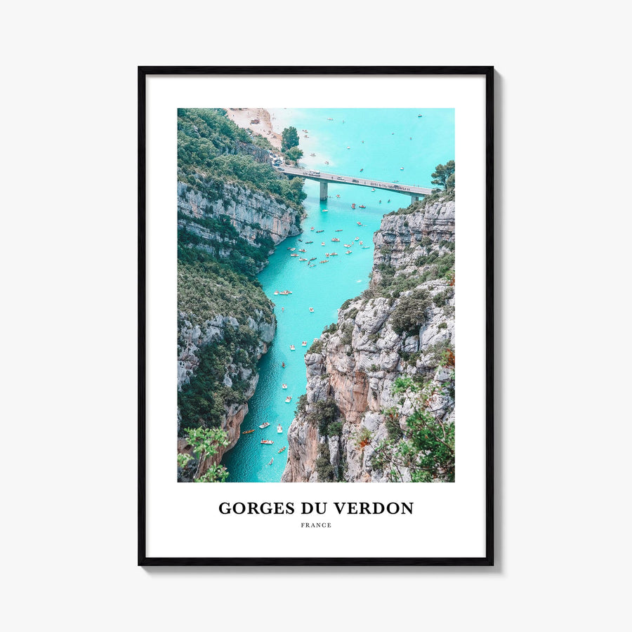 Gorges du Verdon colorful classic poster of France – vertical wall art, unframed print shown in interior mockup