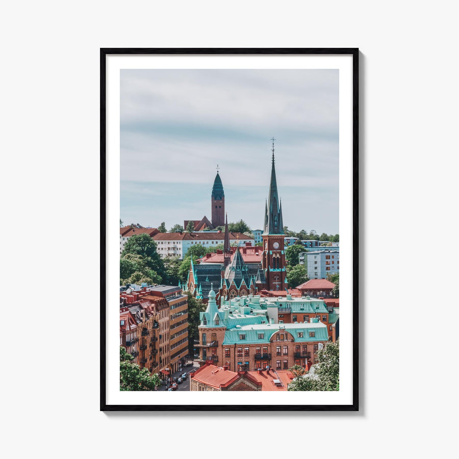Gothenburg colorful photo poster of Sweden – vertical wall art, unframed print shown in interior mockup
