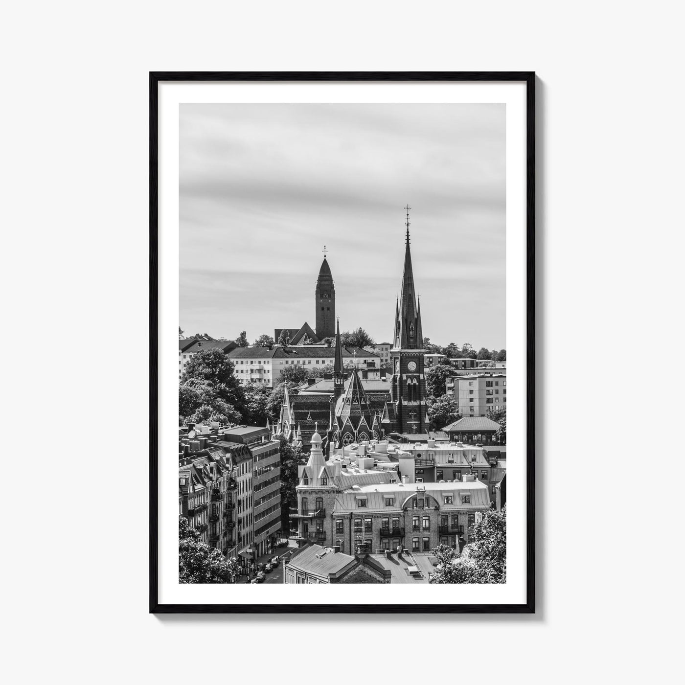Gothenburg no. 2 black & white photo poster of Sweden – vertical wall art, unframed print shown in interior mockup