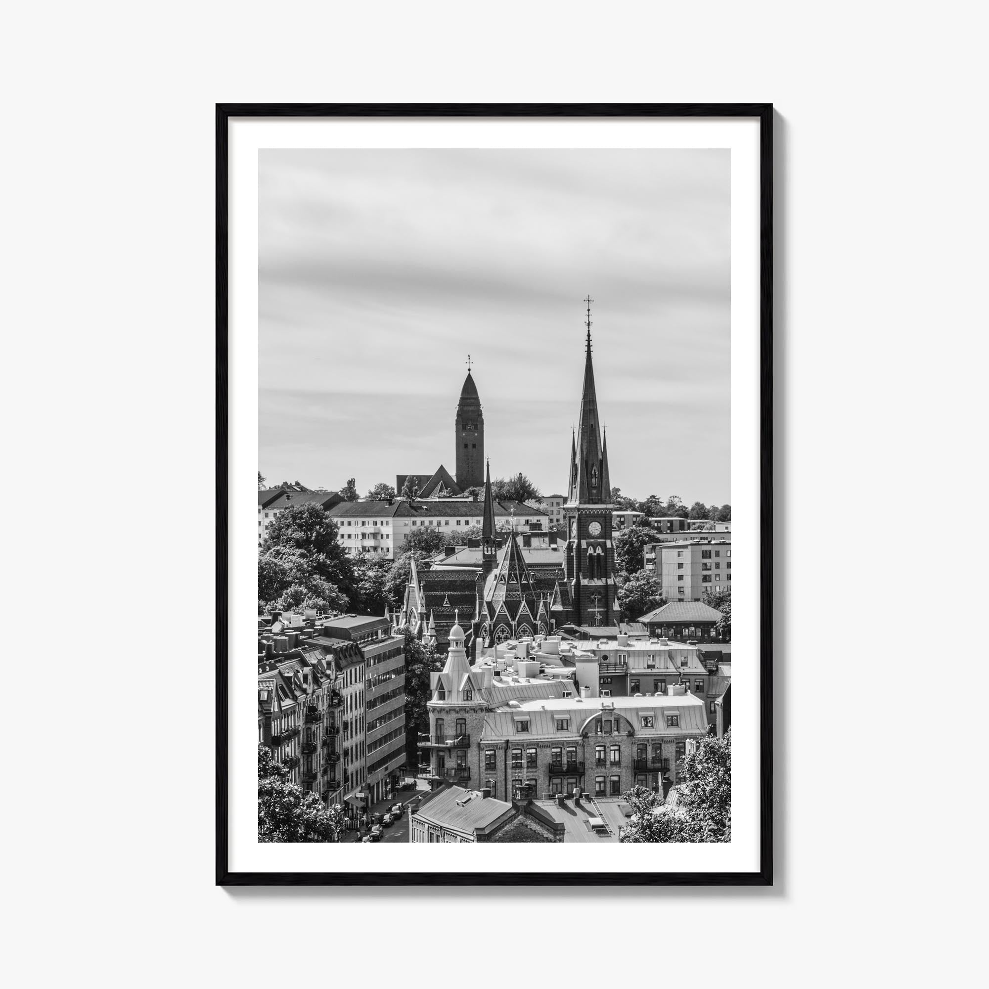 Gothenburg no. 2 black & white photo poster of Sweden – vertical wall art, unframed print shown in interior mockup