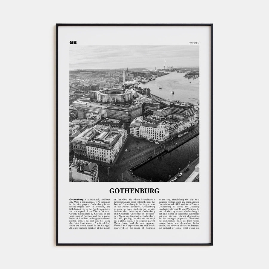 Gothenburg Poster None / 8x12 in Nbourhood Travel B&W Poster