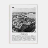 Gothenburg Poster White Wood / 8x12 in Nbourhood Travel B&W Poster