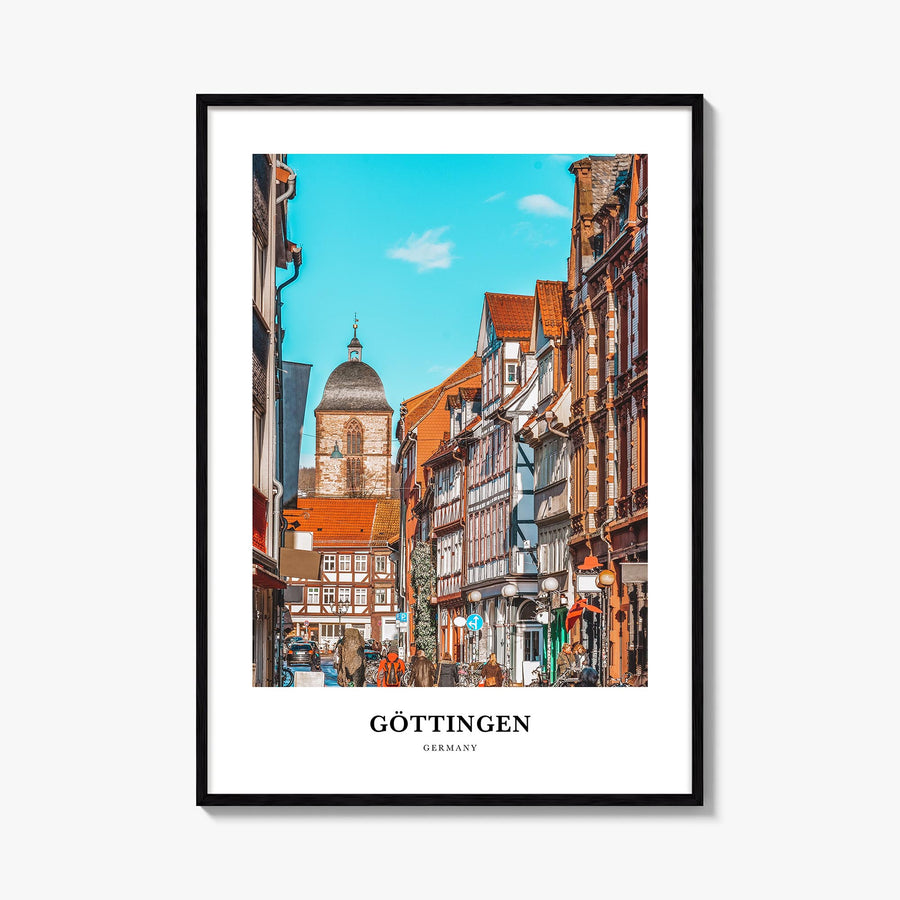 Göttingen colorful classic poster of Germany – vertical wall art, unframed print shown in interior mockup