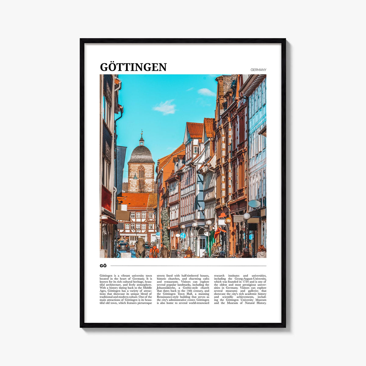 Göttingen colorful travel poster of Germany – vertical wall art, unframed print shown in interior mockup
