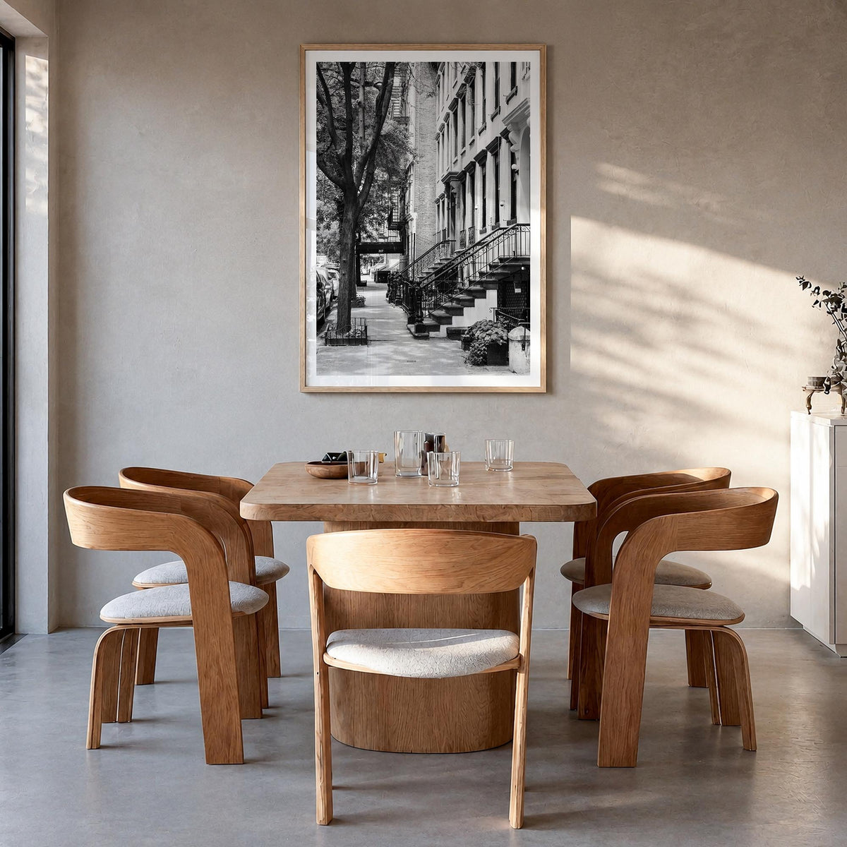 Gramercy Park black & white photo poster of Manhattan, New York City – vertical wall art in natural wood frame with white bor