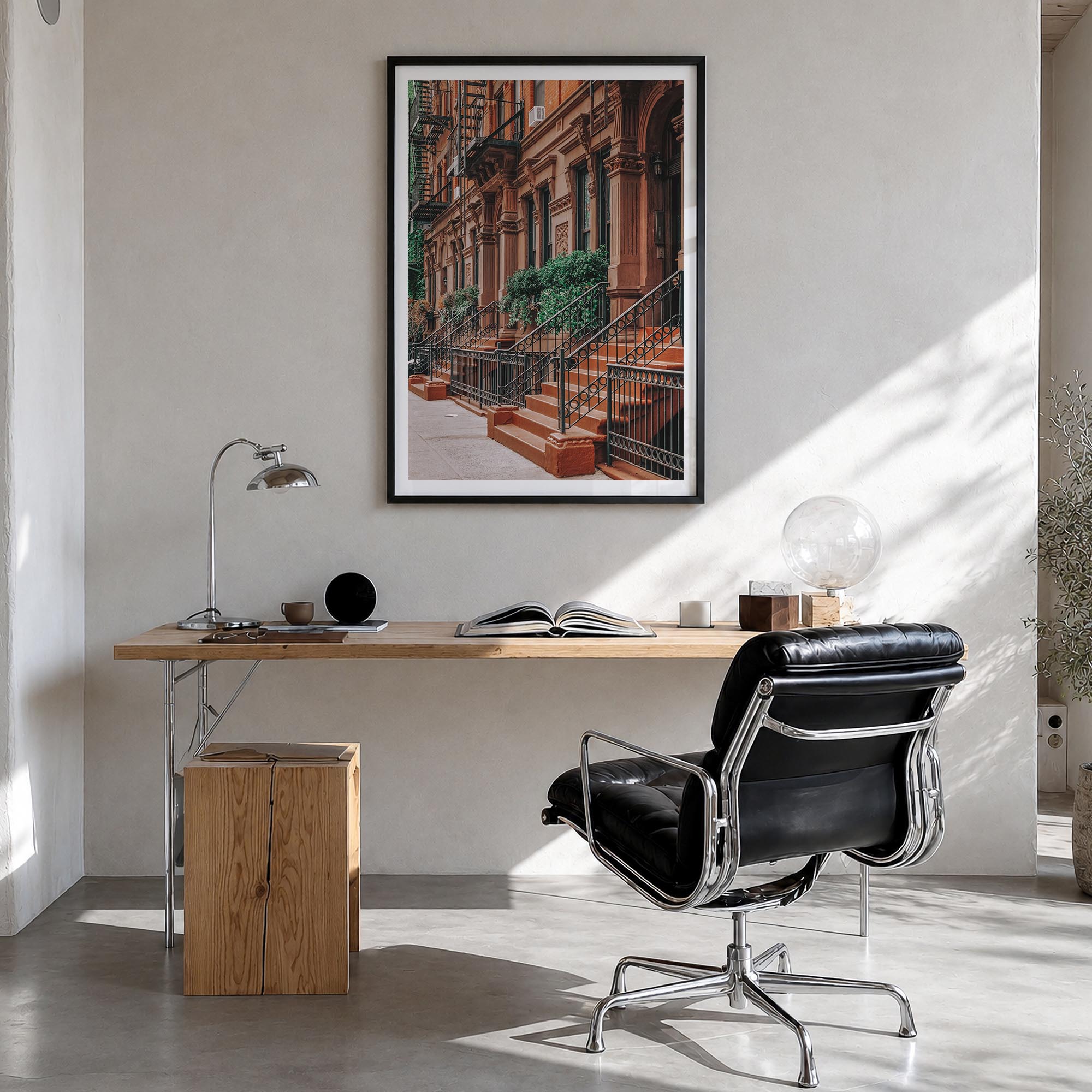 Gramercy Park colorful photo poster of Manhattan, New York City – vertical wall art in black wood frame with white border, ha