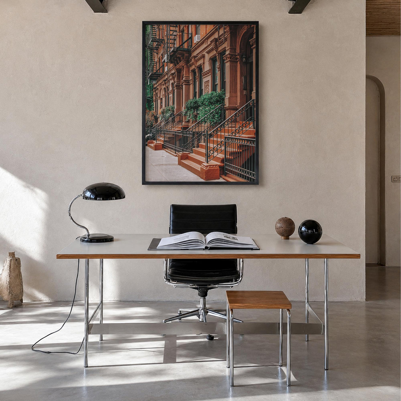 Gramercy Park colorful photo poster of Manhattan, New York City – vertical wall art in black wood frame, hanging on wall