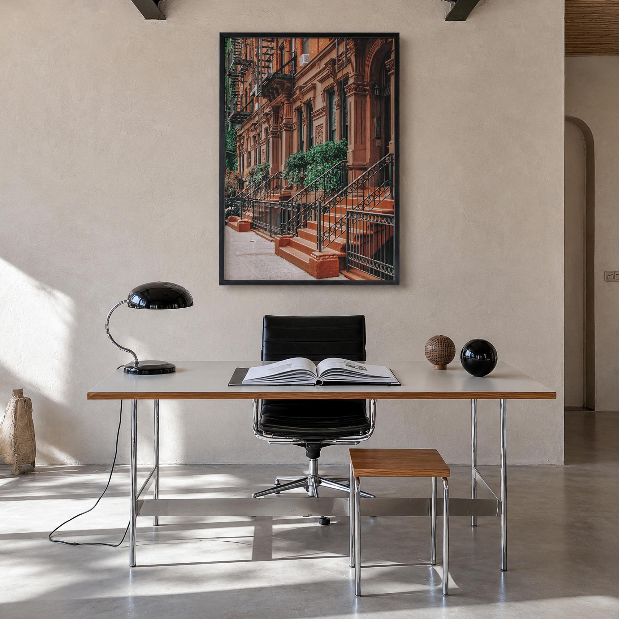 Gramercy Park colorful photo poster of Manhattan, New York City – vertical wall art in black wood frame, hanging on wall
