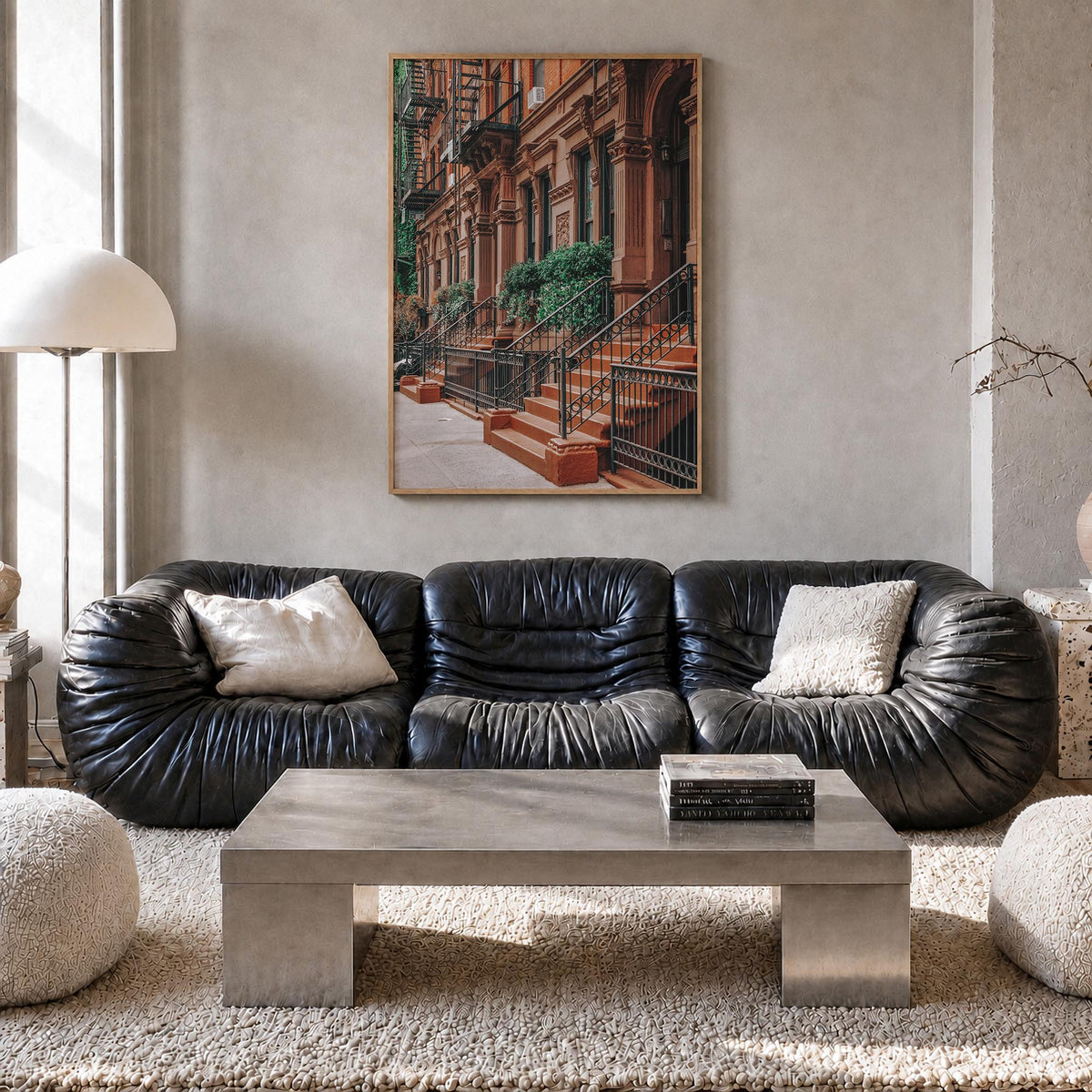 Gramercy Park colorful photo poster of Manhattan, New York City – vertical wall art in natural wood frame, hanging on wall